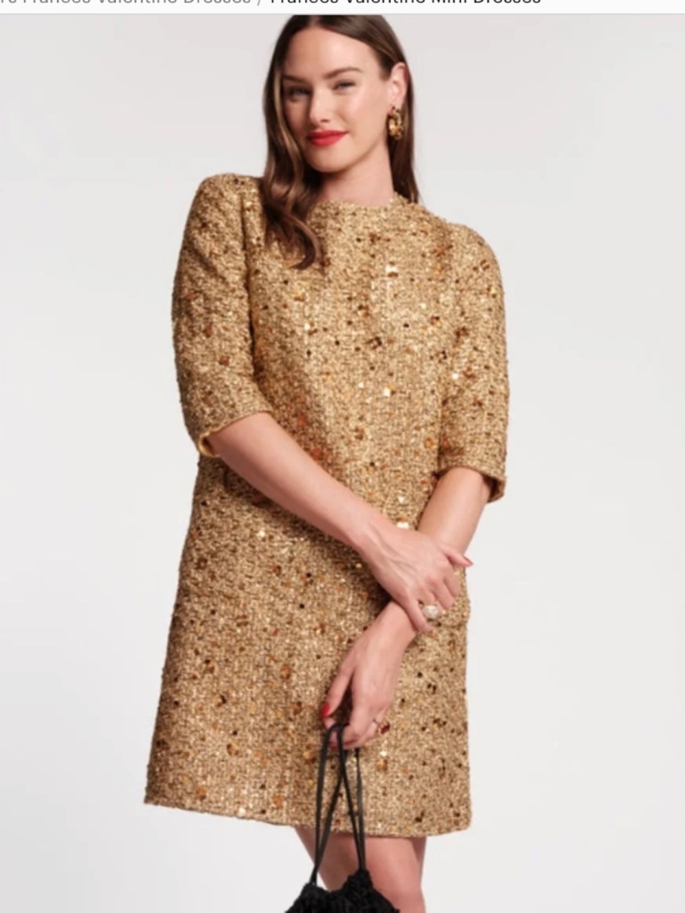 Frances Valentine Small S Mod gold sequin holiday dress